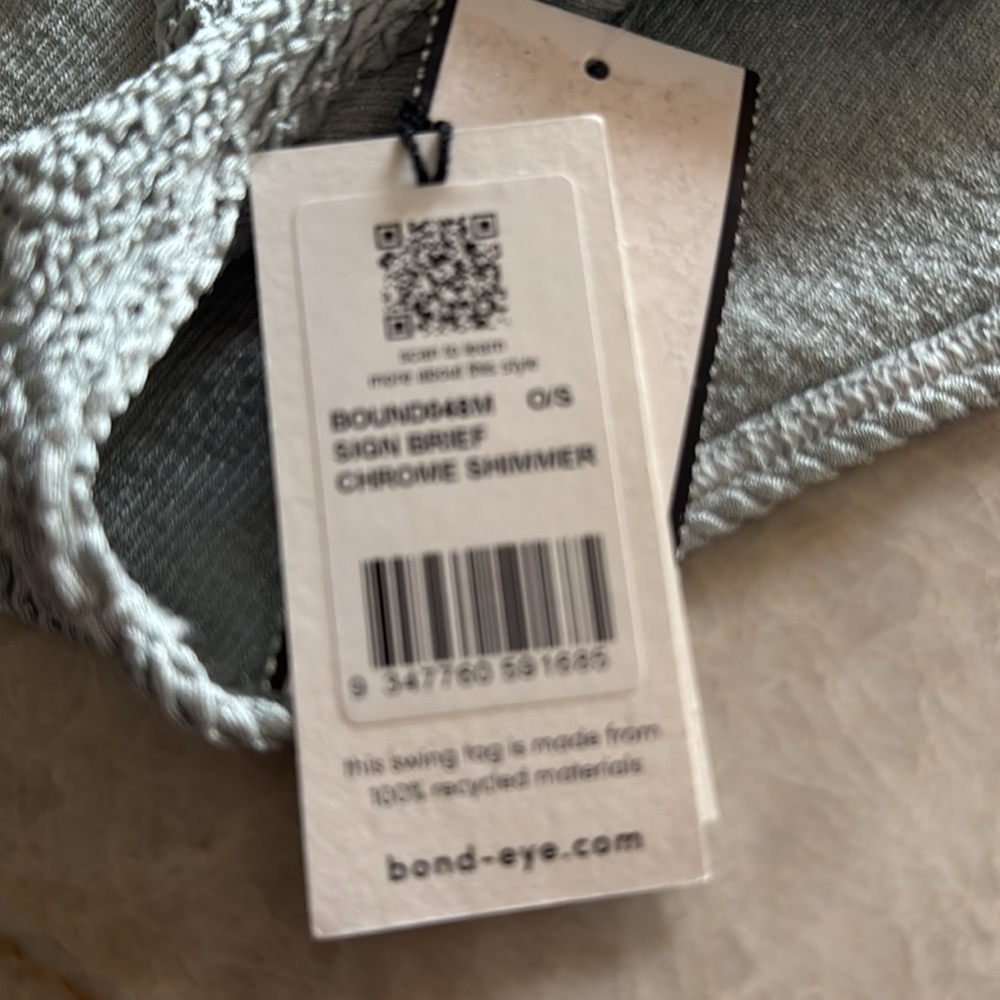 NWT Bond-Eye Swim Womens Sign‎ Brief Bikini Bottom, Chrome Shimmer $90 - Picture 7 of 8